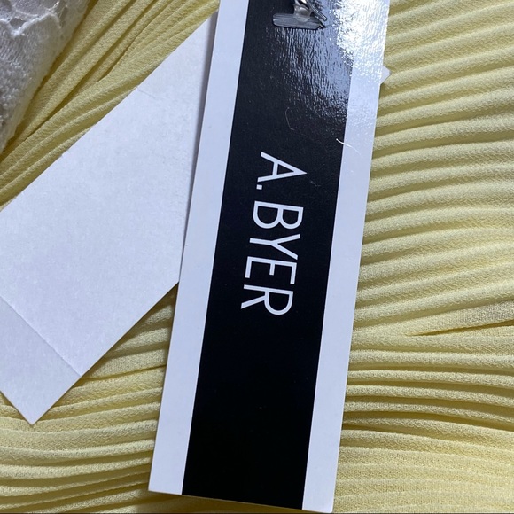 A.BYER NWT retro strapless lace bodice pleated chiffon high low belted dress 7 - Picture 9 of 10